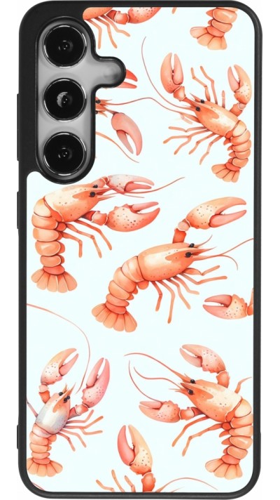 Coque Samsung Galaxy S24 - Silicone rigide noir Pattern de homards pastels