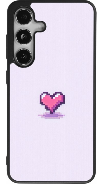 Samsung Galaxy S24 Case Hülle - Silikon schwarz Pixel Herz Hellviolett