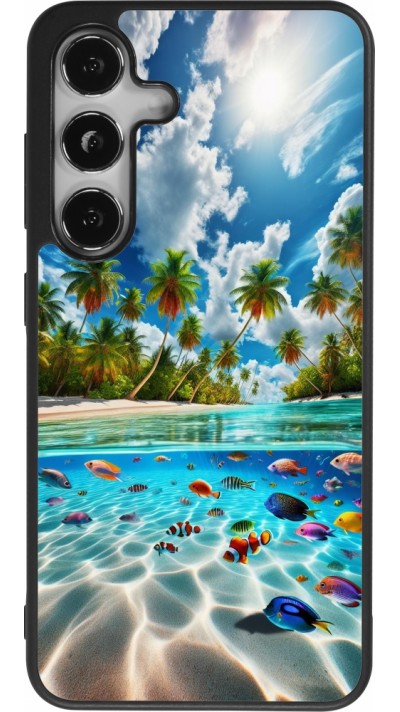 Coque Samsung Galaxy S24 - Silicone rigide noir Plage Paradis