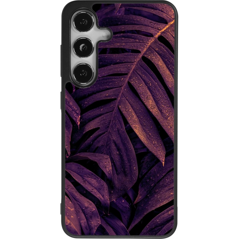 Coque Samsung Galaxy S24 - Silicone rigide noir Purple Light Leaves