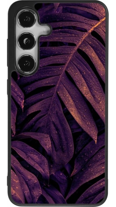Coque Samsung Galaxy S24 - Silicone rigide noir Purple Light Leaves