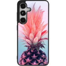 Coque Samsung Galaxy S24 - Silicone rigide noir Purple Pink Pineapple