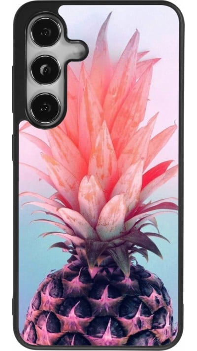 Coque Samsung Galaxy S24 - Silicone rigide noir Purple Pink Pineapple