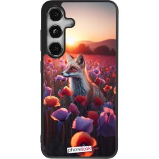 Coque Samsung Galaxy S24 - Silicone rigide noir Renard pourpre au crépuscule