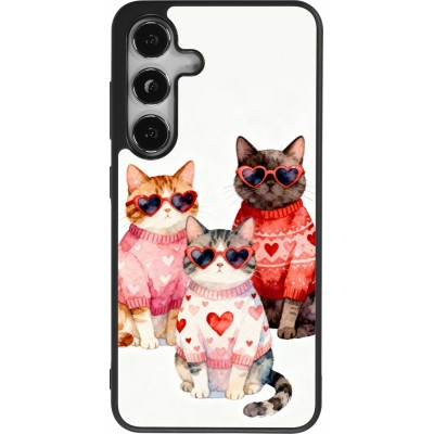 Coque Samsung Galaxy S24 - Silicone rigide noir Saint Valentines Day 26 Cat Love