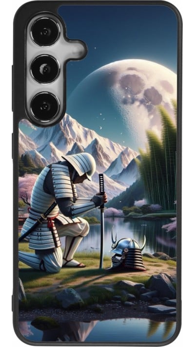 Samsung Galaxy S24 Case Hülle - Silikon schwarz Samurai Katana Mond