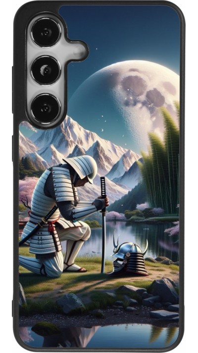 Coque Samsung Galaxy S24 - Silicone rigide noir Samurai Katana Lune