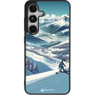 Samsung Galaxy S24 Case Hülle - Silikon schwarz Snowboarder Berg