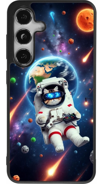 Samsung Galaxy S24 Case Hülle - Silikon schwarz VR SpaceCat Odyssee