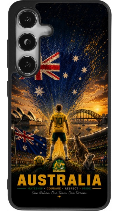 Coque Samsung Galaxy S24 - Silicone rigide noir Football Australie splash 2026
