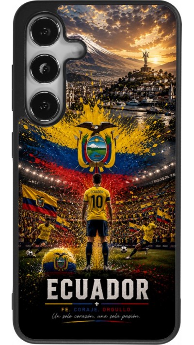 Coque Samsung Galaxy S24 - Silicone rigide noir Football Équateur splash 2026