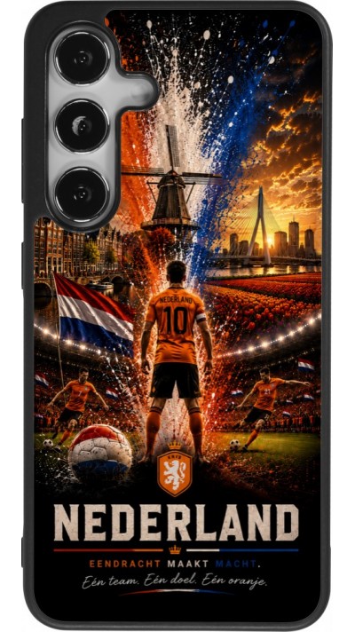 Coque Samsung Galaxy S24 - Silicone rigide noir Football Pays-Bas splash 2026