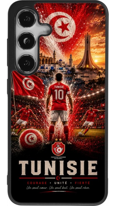 Coque Samsung Galaxy S24 - Silicone rigide noir Football Tunisie splash 2026