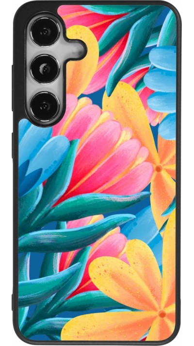 Coque Samsung Galaxy S24 - Silicone rigide noir Spring 23 colorful flowers