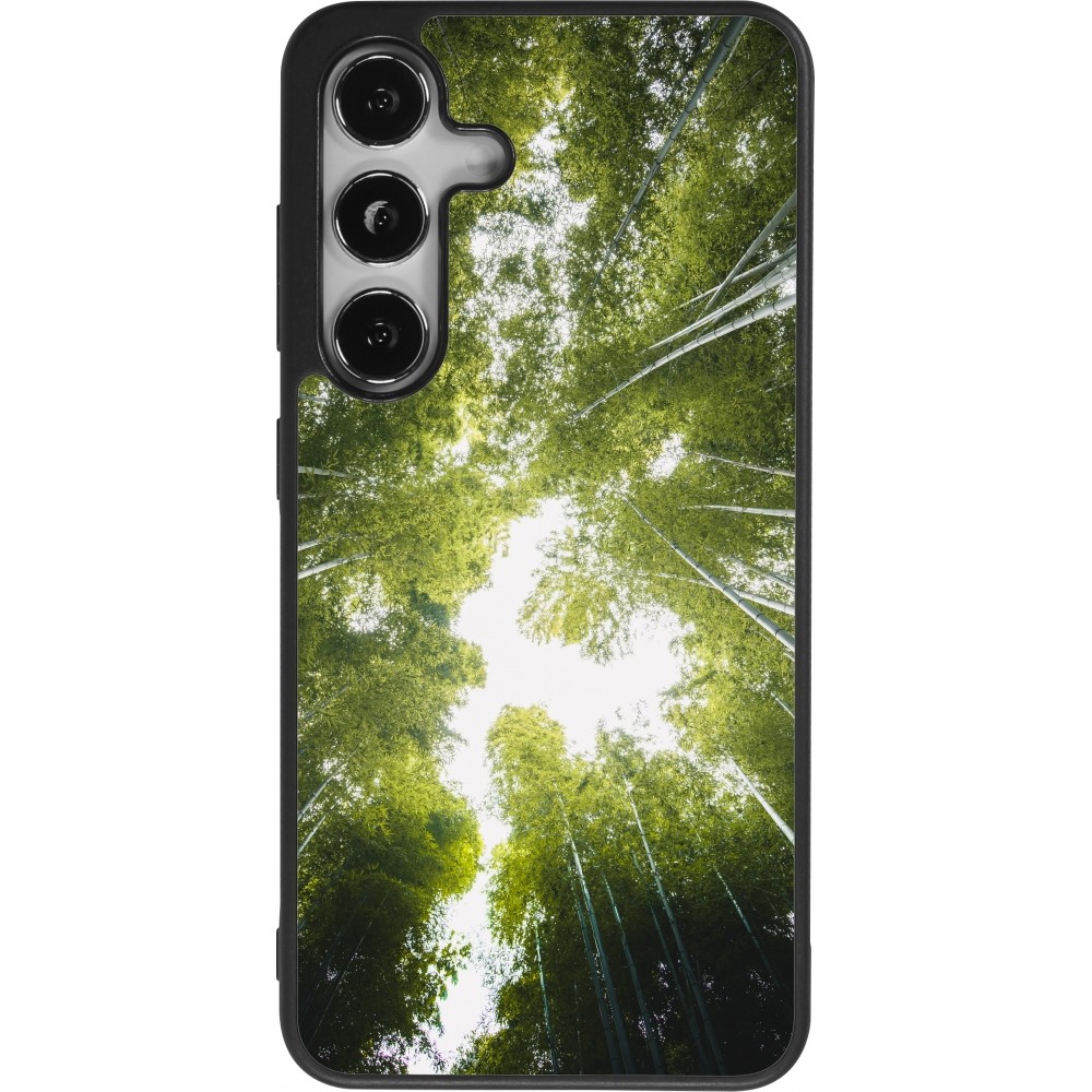 Coque Samsung Galaxy S24 - Silicone rigide noir Spring 23 forest blue sky