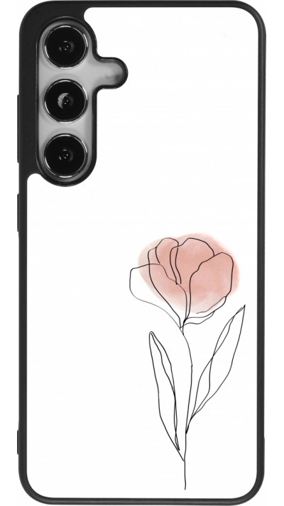 Samsung Galaxy S24 Case Hülle - Silikon schwarz Spring 23 minimalist flower