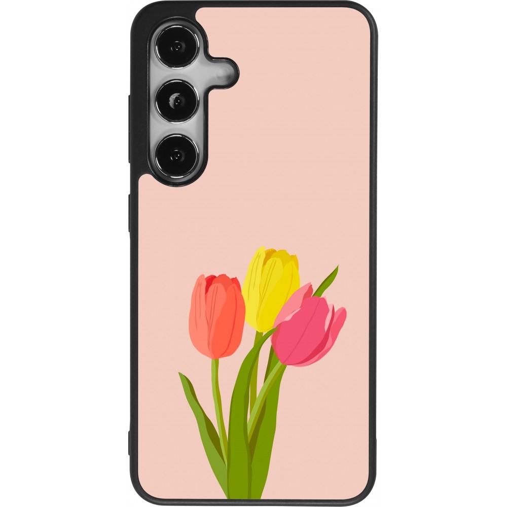 Coque Samsung Galaxy S24 - Silicone rigide noir Spring 23 tulip trio
