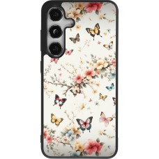 Coque Samsung Galaxy S24 - Silicone rigide noir Spring 25 Papillons Légers