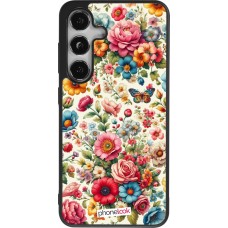 Coque Samsung Galaxy S24 - Silicone rigide noir Spring 25 printemps fleuri