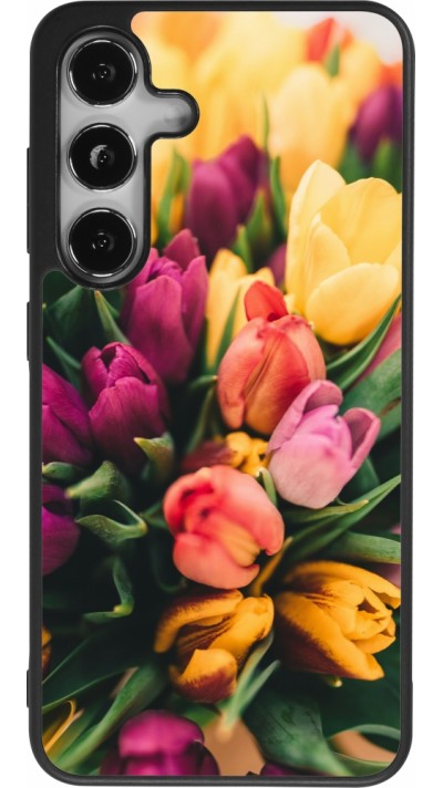 Samsung Galaxy S24 Case Hülle - Silikon schwarz Bouquet of tulips Spring 2026