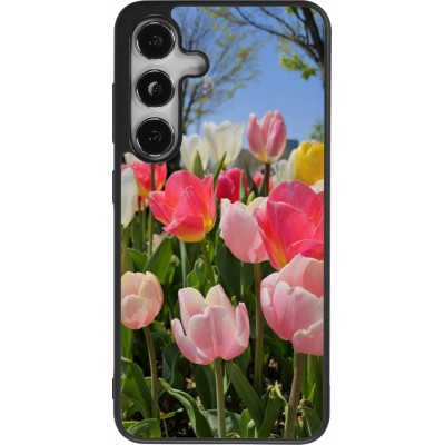 Coque Samsung Galaxy S24 - Silicone rigide noir Tulips Spring 2026