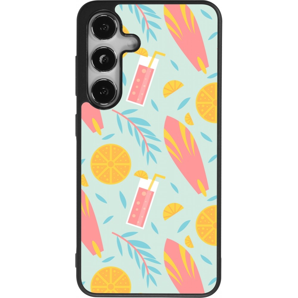 Samsung Galaxy S24 Case Hülle - Silikon schwarz Summer 2025 Pattern citron