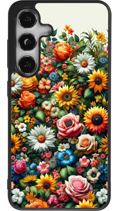 Samsung Galaxy S24 Case Hülle - Silikon schwarz Sommer Blumenmuster