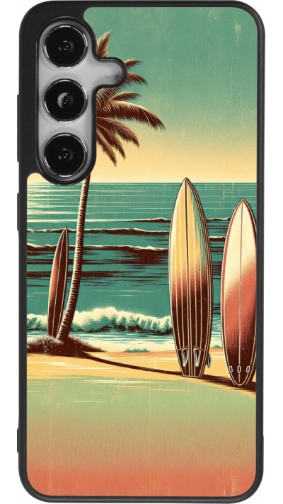 Coque Samsung Galaxy S24 - Silicone rigide noir Surf Paradise