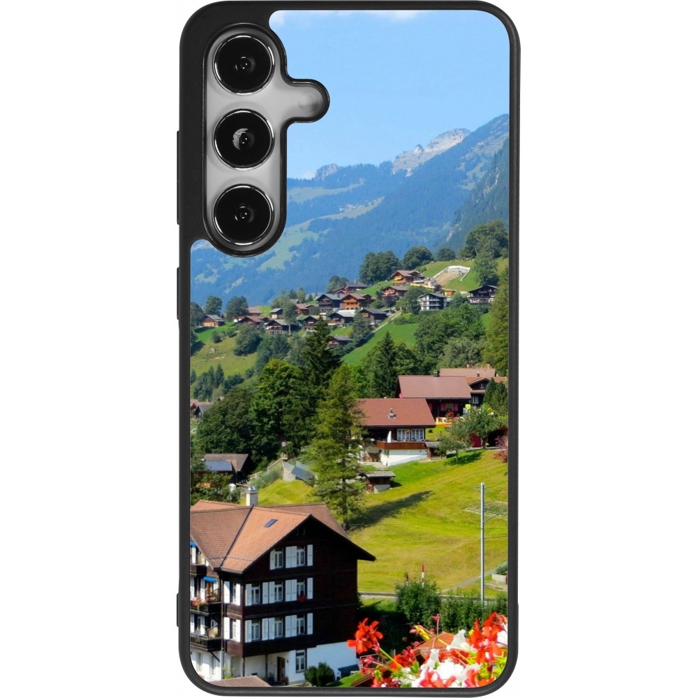 Coque Samsung Galaxy S24 - Silicone rigide noir Fête Nationale Suisse Paysage