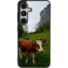Coque Samsung Galaxy S24 - Silicone rigide noir Fête Nationale Suisse Vaches