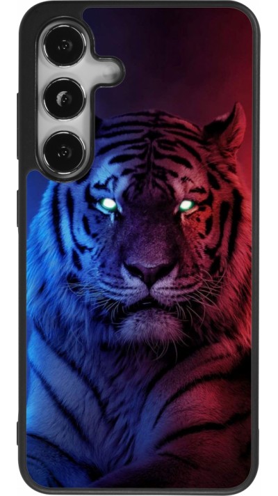 Coque Samsung Galaxy S24 - Silicone rigide noir Tiger Blue Red