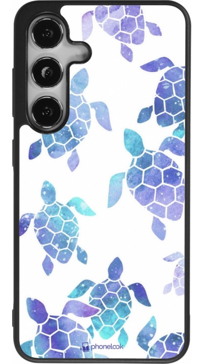 Samsung Galaxy S24 Case Hülle - Silikon schwarz Turtles pattern watercolor