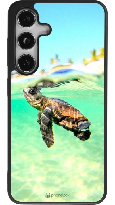 Coque Samsung Galaxy S24 - Silicone rigide noir Turtle Underwater