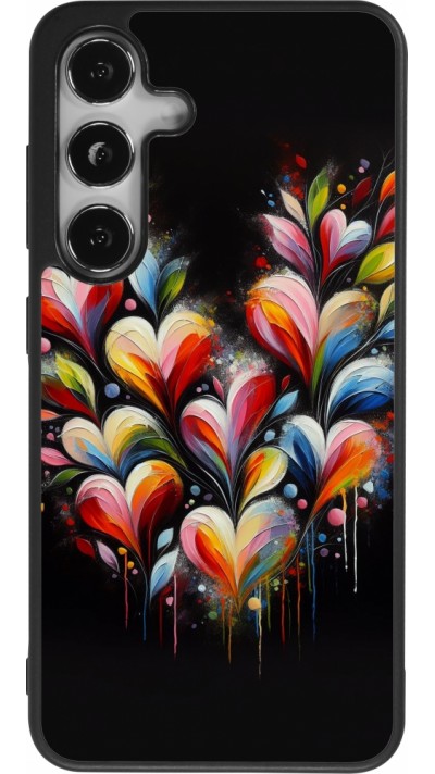 Coque Samsung Galaxy S24 - Silicone rigide noir Valentine 2024 Coeur Noir Abstrait