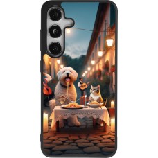 Samsung Galaxy S24 Case Hülle - Silikon schwarz Valentin 2024 Hund & Katze Kerzenlicht