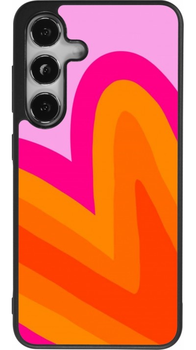 Coque Samsung Galaxy S24 - Silicone rigide noir Valentine 2024 heart gradient