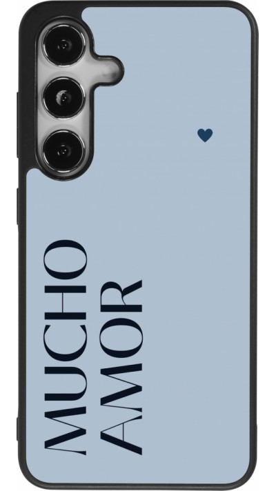 Coque Samsung Galaxy S24 - Silicone rigide noir Valentine 2024 mucho amor azul