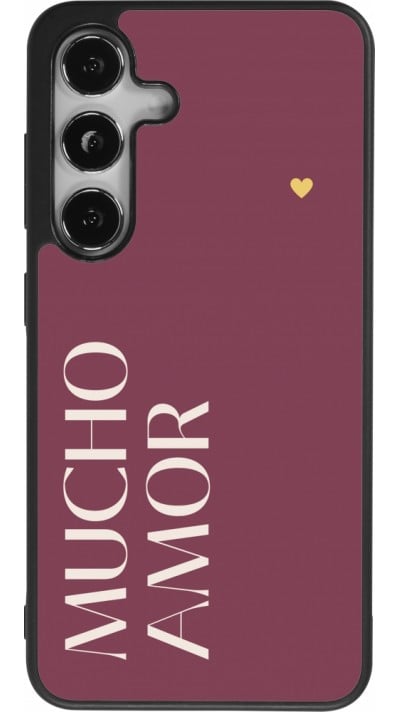 Coque Samsung Galaxy S24 - Silicone rigide noir Valentine 2024 mucho amor rosado