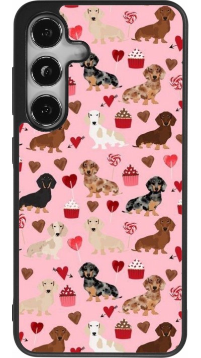 Coque Samsung Galaxy S24 - Silicone rigide noir Valentine 2024 puppy love
