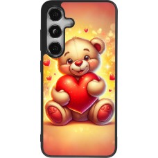 Coque Samsung Galaxy S24 - Silicone rigide noir Valentine 2024 Teddy love