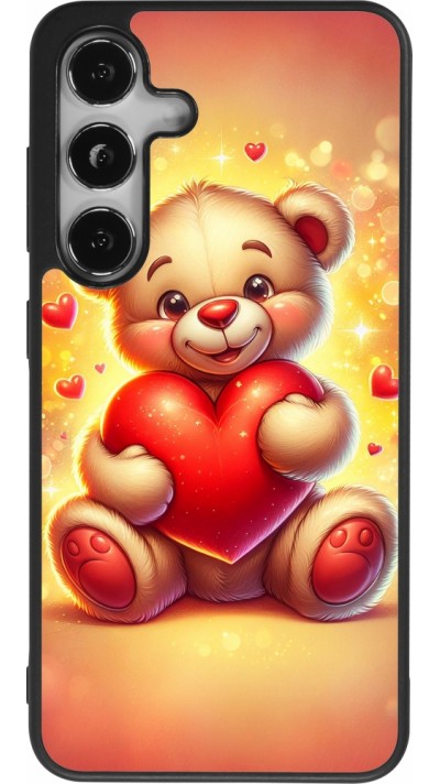 Coque Samsung Galaxy S24 - Silicone rigide noir Valentine 2024 Teddy love