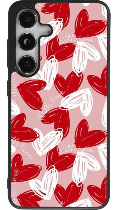 Coque Samsung Galaxy S24 - Silicone rigide noir Valentine 2024 with love heart