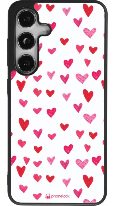 Coque Samsung Galaxy S24 - Silicone rigide noir Valentine 2022 Many pink hearts