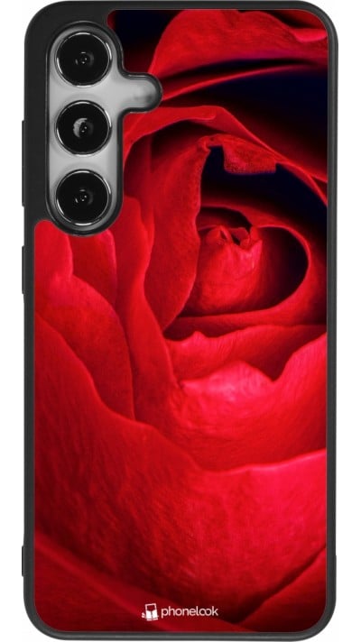 Coque Samsung Galaxy S24 - Silicone rigide noir Valentine 2022 Rose