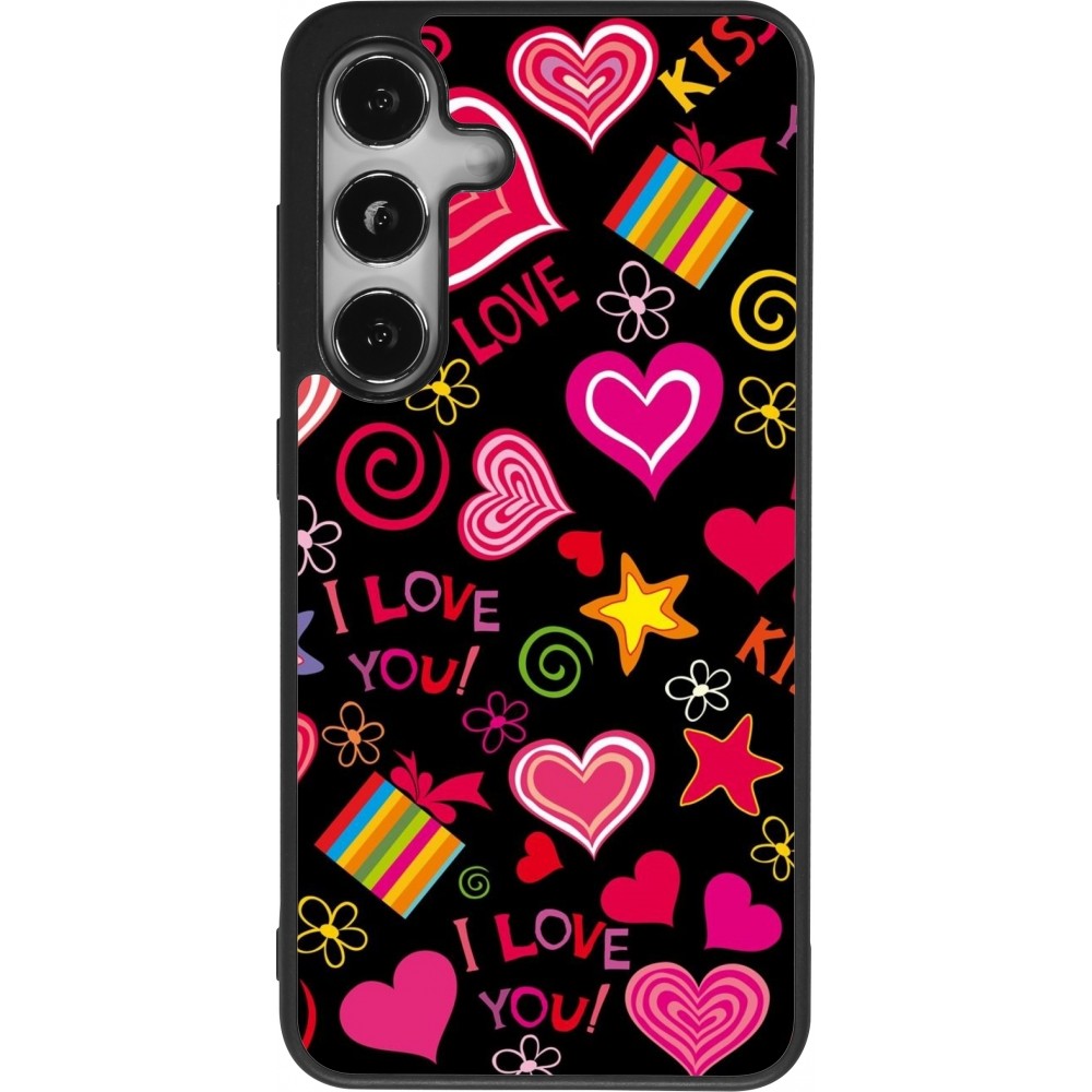 Samsung Galaxy S24 Case Hülle - Silikon schwarz Valentine 2023 love symbols