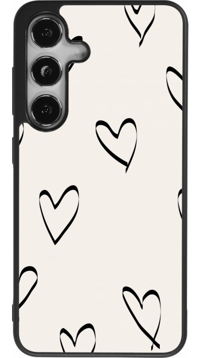 Coque Samsung Galaxy S24 - Silicone rigide noir Valentine 2023 minimalist hearts