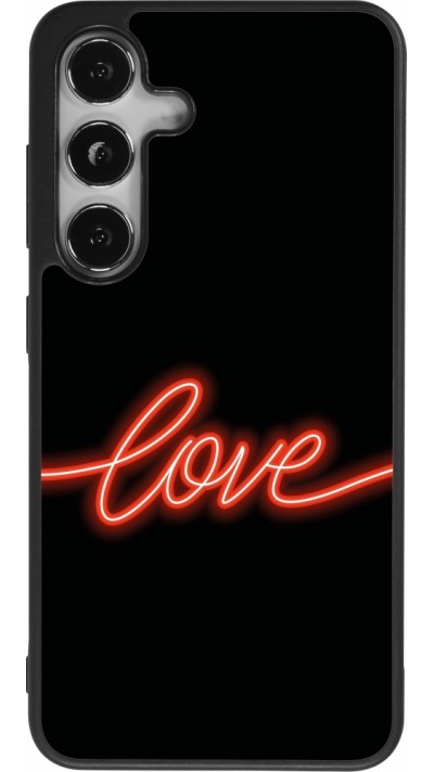 Coque Samsung Galaxy S24 - Silicone rigide noir Valentine 2023 neon love