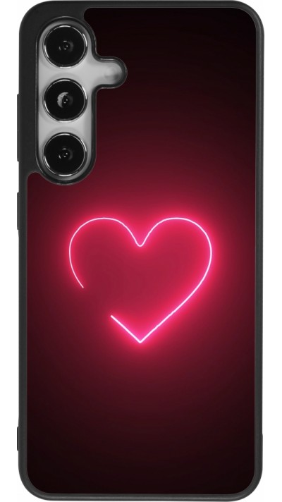 Samsung Galaxy S24 Case Hülle - Silikon schwarz Valentine 2023 single neon heart
