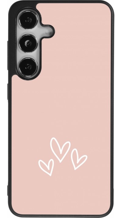 Coque Samsung Galaxy S24 - Silicone rigide noir Valentine 2023 three minimalist hearts