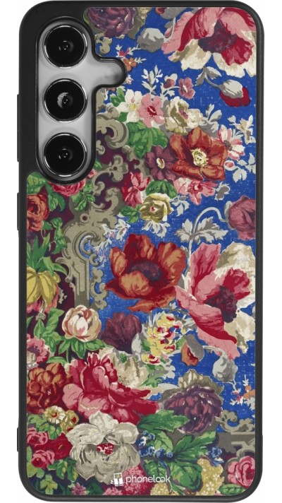 Samsung Galaxy S24 Case Hülle - Silikon schwarz Vintage Art Flowers